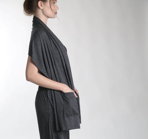 Merino Wool Shawl with Pockets