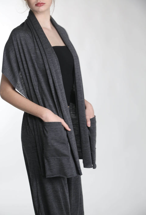 Merino Wool Shawl with Pockets